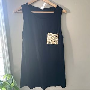 HONEYME | black tank with cheetah pocket